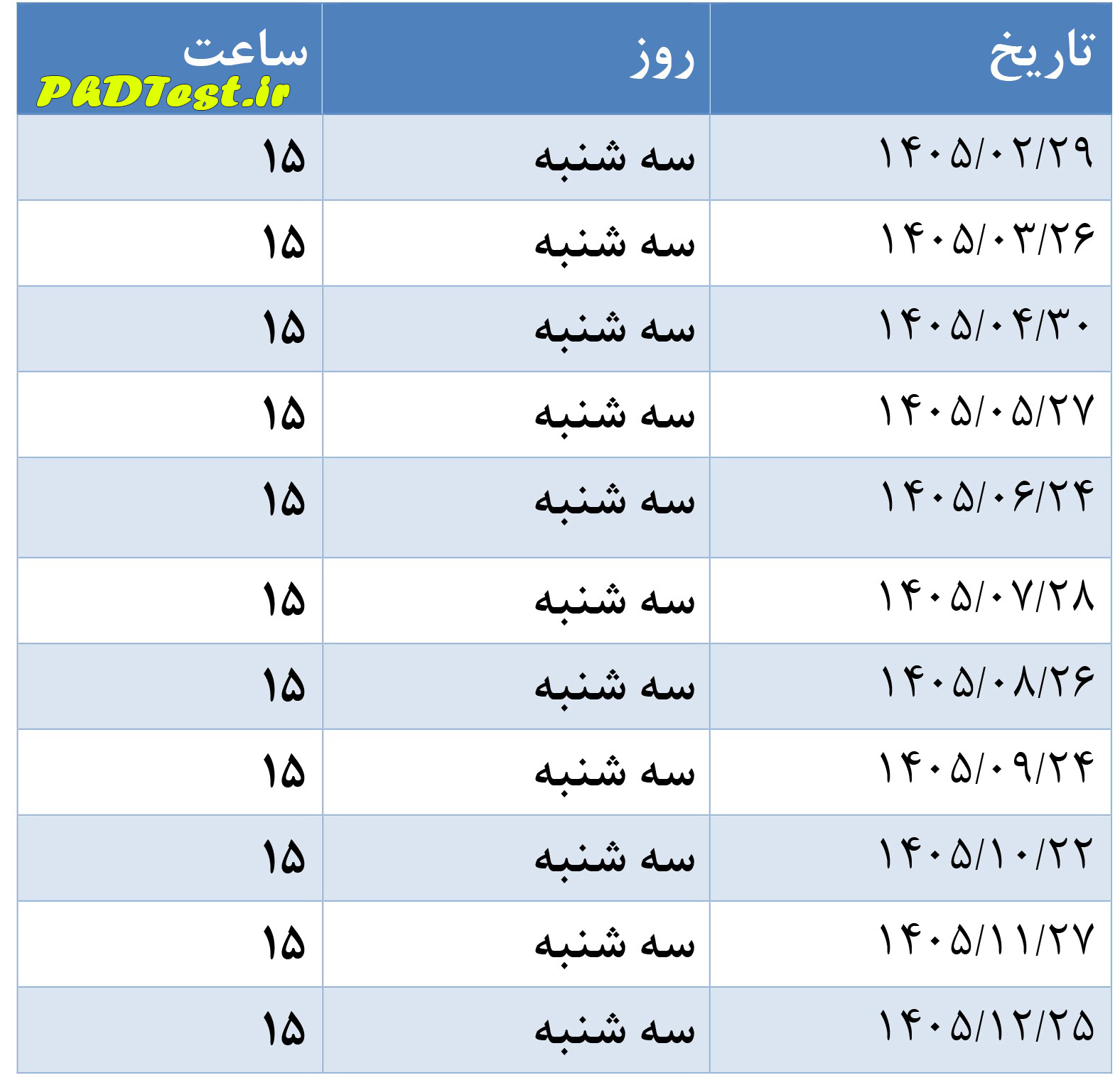 برنامه زمانبندی برگزاری آزمون زبان دانشگاه تبریز ۱۴۰۵