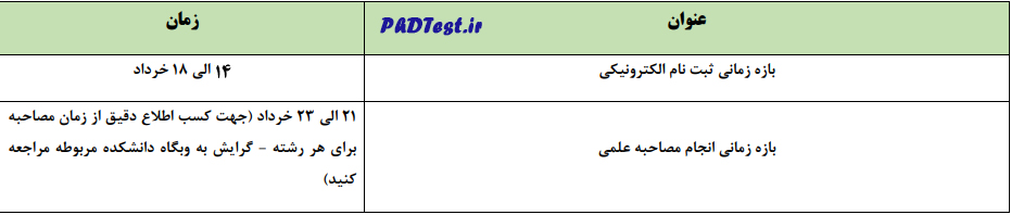 جدول زمان بندی مصاحبه دکتری دانشگاه الزهرا